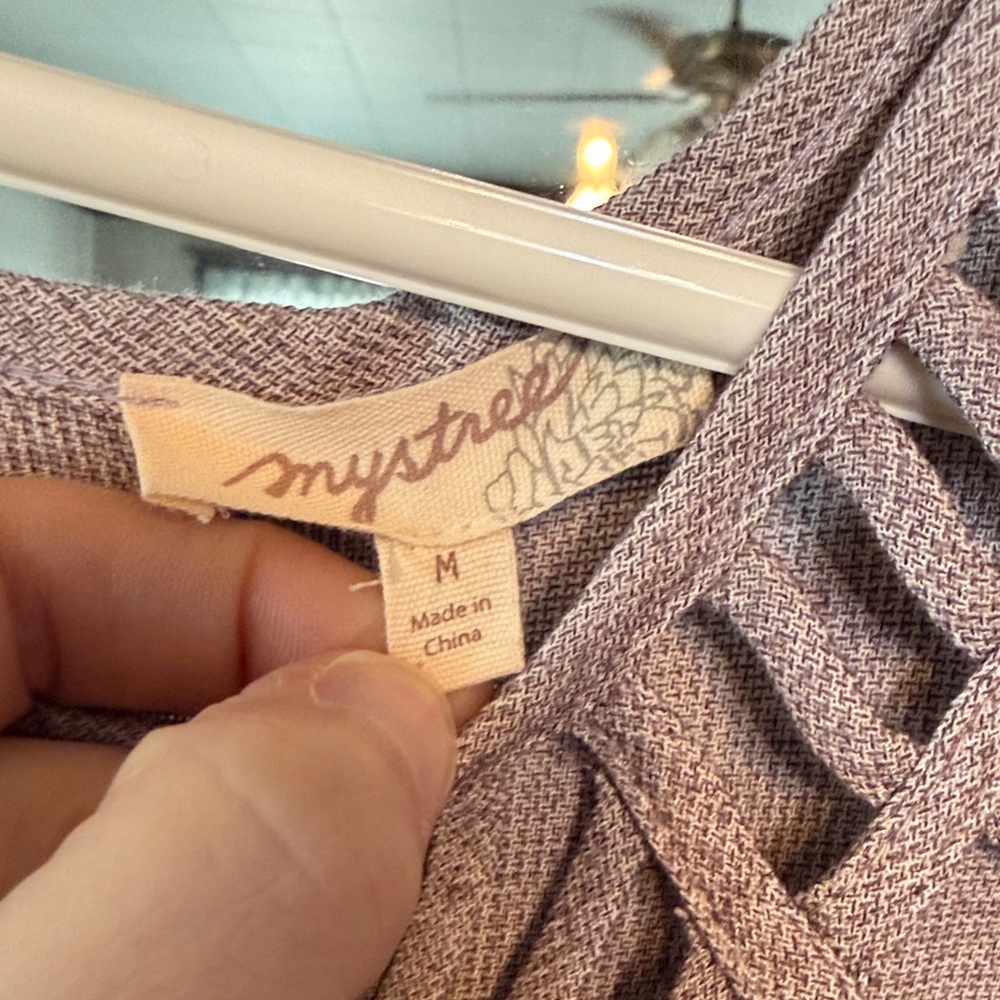 Mystree Womens Mauve Medallion Print Lattice Cage Neck Tank Top Size M - Picture 2 of 6